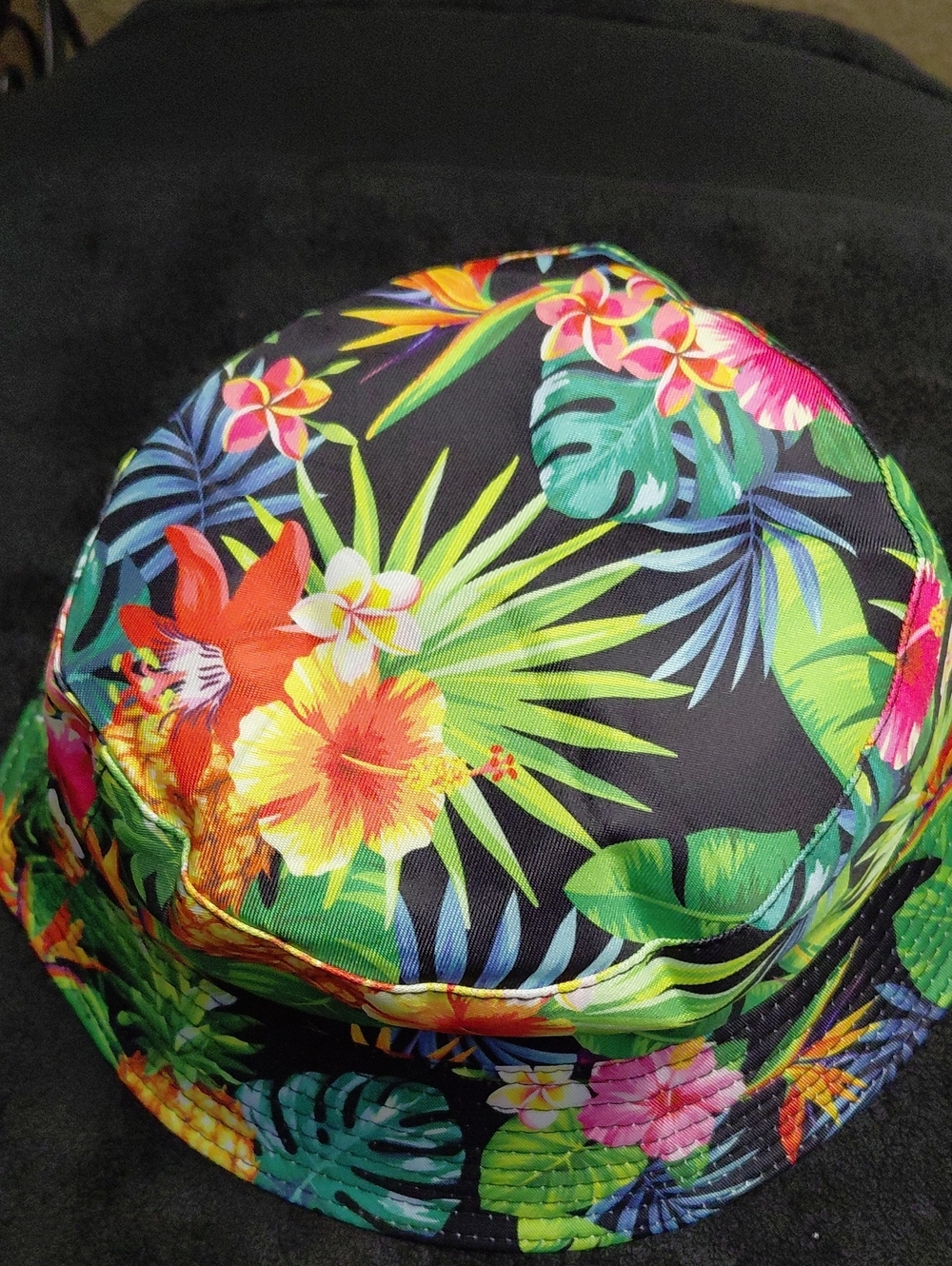 Hawaii Embroidered Floral Bucket Hat- Unisex 22"- 23" - Picture 3 of 5